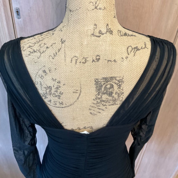 A.L.C  Black Jackie Mesh Long Sleeve Top Blouse ruched sheer whimsigoth fairy M - Picture 16 of 16